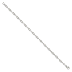 Sterling Silver 9inch Solid Polished Fancy Knot-Link Anklet