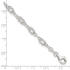 Sterling Silver 9inch Solid Polished Fancy Knot-Link Anklet