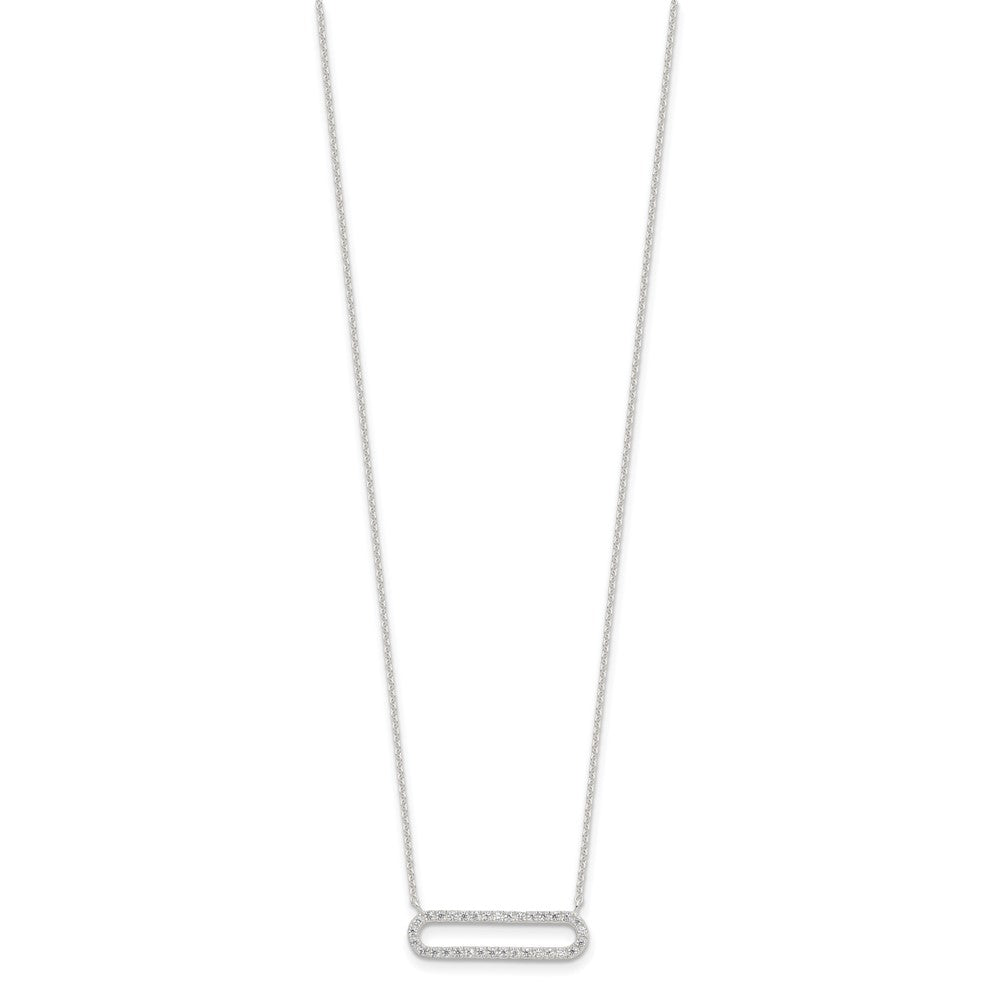 Sterling Silver E-coated CZ 18.25in w/2in ext Necklace