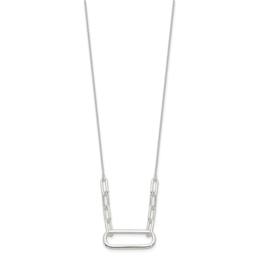 Sterling Silver E-coated Large Paperclip Link Center 17.5in Necklace