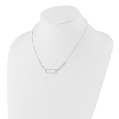 Sterling Silver E-coated Large Paperclip Link Center 17.5in Necklace