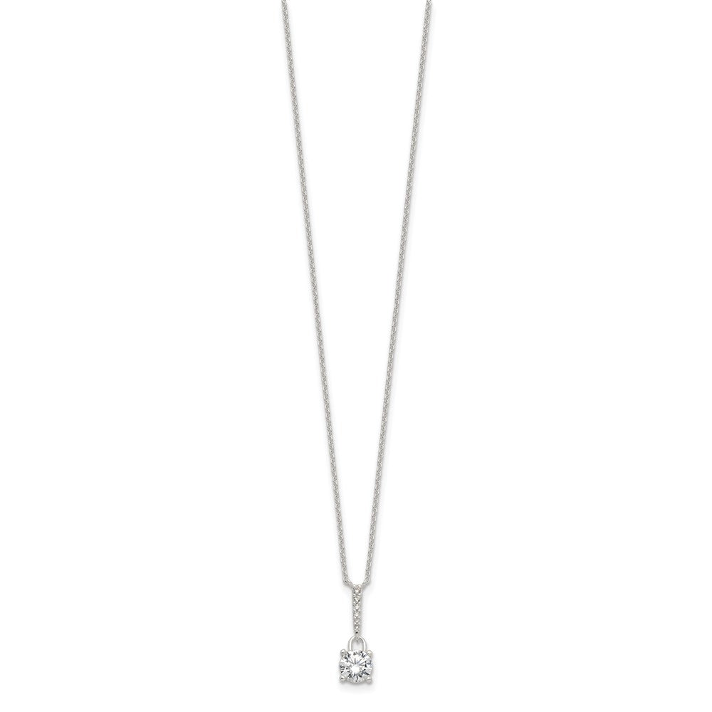 Sterling Silver E-coated CZ 17.75in Necklace