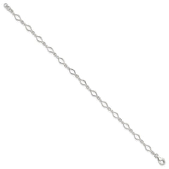Sterling Silver 9inch Solid Polished Fancy Link Anklet - 2