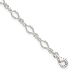 Sterling Silver 9inch Solid Polished Fancy Link Anklet - 2