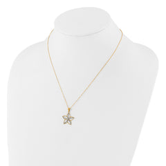 Sterling Silver Gold-tone White Rhod D/C Flower w/2in ext. Necklace