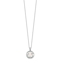 Sterling Silver RH-plated CZ Cr Opal Inlay Bear 16in w/2in ext Necklace