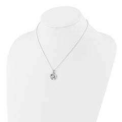 Sterling Silver Rhodium-plated CZ Flower 16in w/2in ext. Necklace