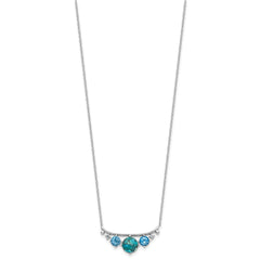 Sterling Silver  RH-pl Multi Color CZ Reconstituted Turq. w/2in ext Necklac