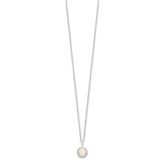 Sterling Silver E-coated Moonstone 17.75in w/2in ext Necklace