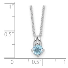 Sterling Silver Rhodium-plated .59BT Blue Topaz 16in w/2in ext Necklace