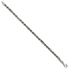 Sterling Silver Antiqued 4.4mm Milano / Figarope Mens 8 inch Bracelet