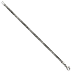 Sterling Silver Antiqued 3.4mm Fancy Twist Link Mens 8 inch Bracelet