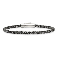 Sterling Silver Antiqued Polished 3.75mm Twisted Franco Chain 8 inch Bracelet