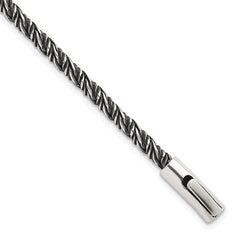 Sterling Silver Antiqued Polished 3.75mm Twisted Franco Chain 8 inch Bracelet