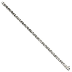 Sterling Silver Black Ruthenium-plated Brushed and Textured Fancy Box Chain Mens  8.5 inch Bracelet