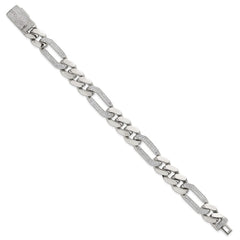 Sterling Silver Polished Fancy CZ Link 9.5 Inch Men's Bracelet