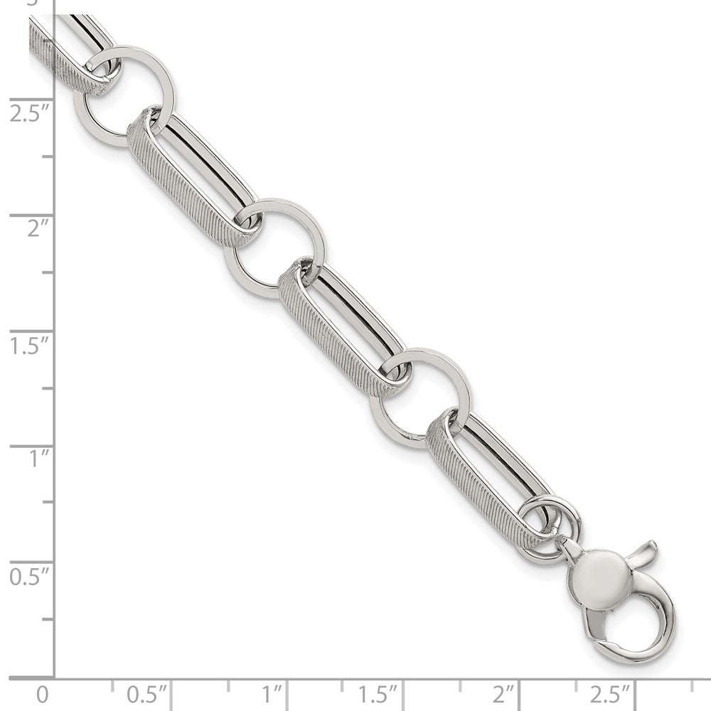 Sterling Silver Polished and Textured w/1in Ext Bracelet