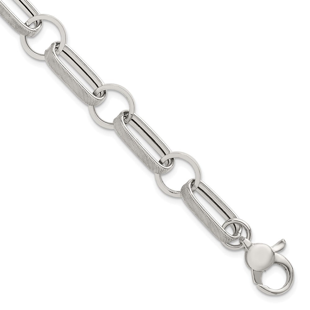 Sterling Silver Polished and Textured w/1in Ext Bracelet