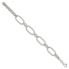 Sterling Silver Polished and Twisted 7.5in Fancy Link Bracelet