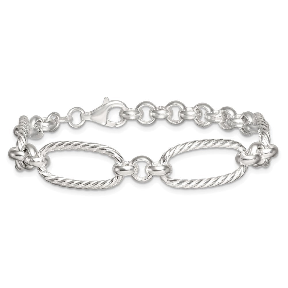 Sterling Silver Polished and Twisted 7.5in Fancy Link Bracelet