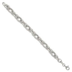 Sterling Silver Polished and Greek Key Links 7.5 inch Bracelet