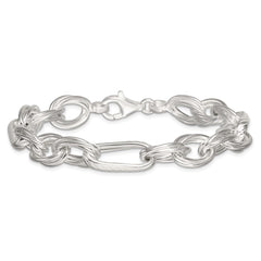 Sterling Silver Polished and Textured 8in Twisted Fancy Link Bracelet