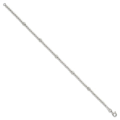 Sterling Silver Polished and Textured Beaded 7.5 inch 5-Station Bracelet