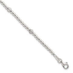 Sterling Silver Polished and Textured Beaded 7.5 inch 5-Station Bracelet
