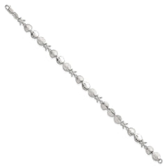 Sterling Silver Polished Textured Starfish and Sea Shell 7.25in Bracelet