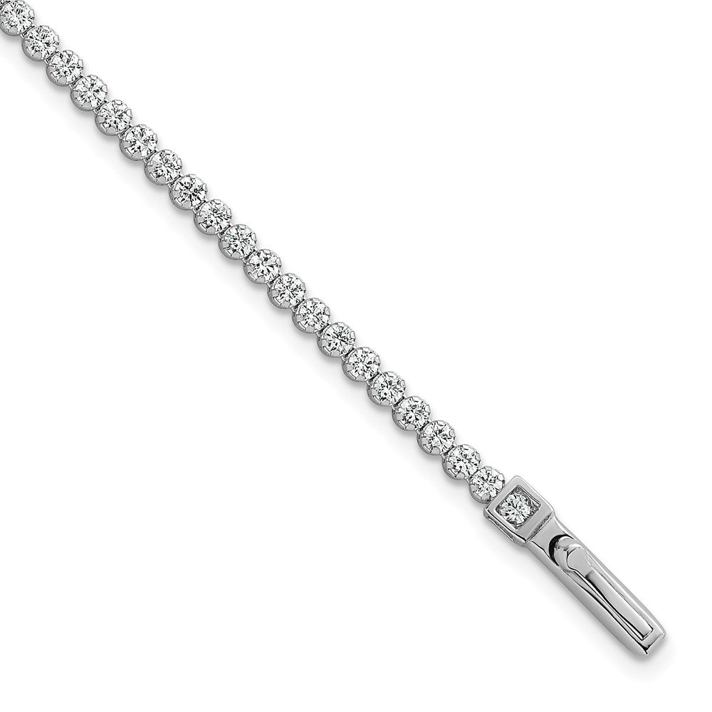 Sterling Silver Rhodium-plated Polished 2.5mm CZ 7.5 inch Tennis Bracelet