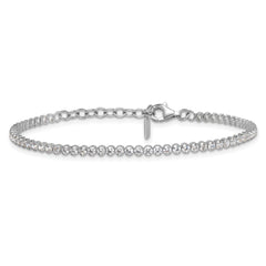 Sterling Silver Rhodium-plated Polished 2.5mm CZ 6.25 inch with 1.25 inch Extender Tennis Bracelet