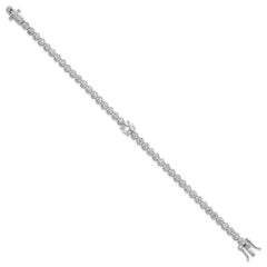 Sterling Silver Rhodium-plated Polished Fancy Round CZ 7.25 Inch Bracelet