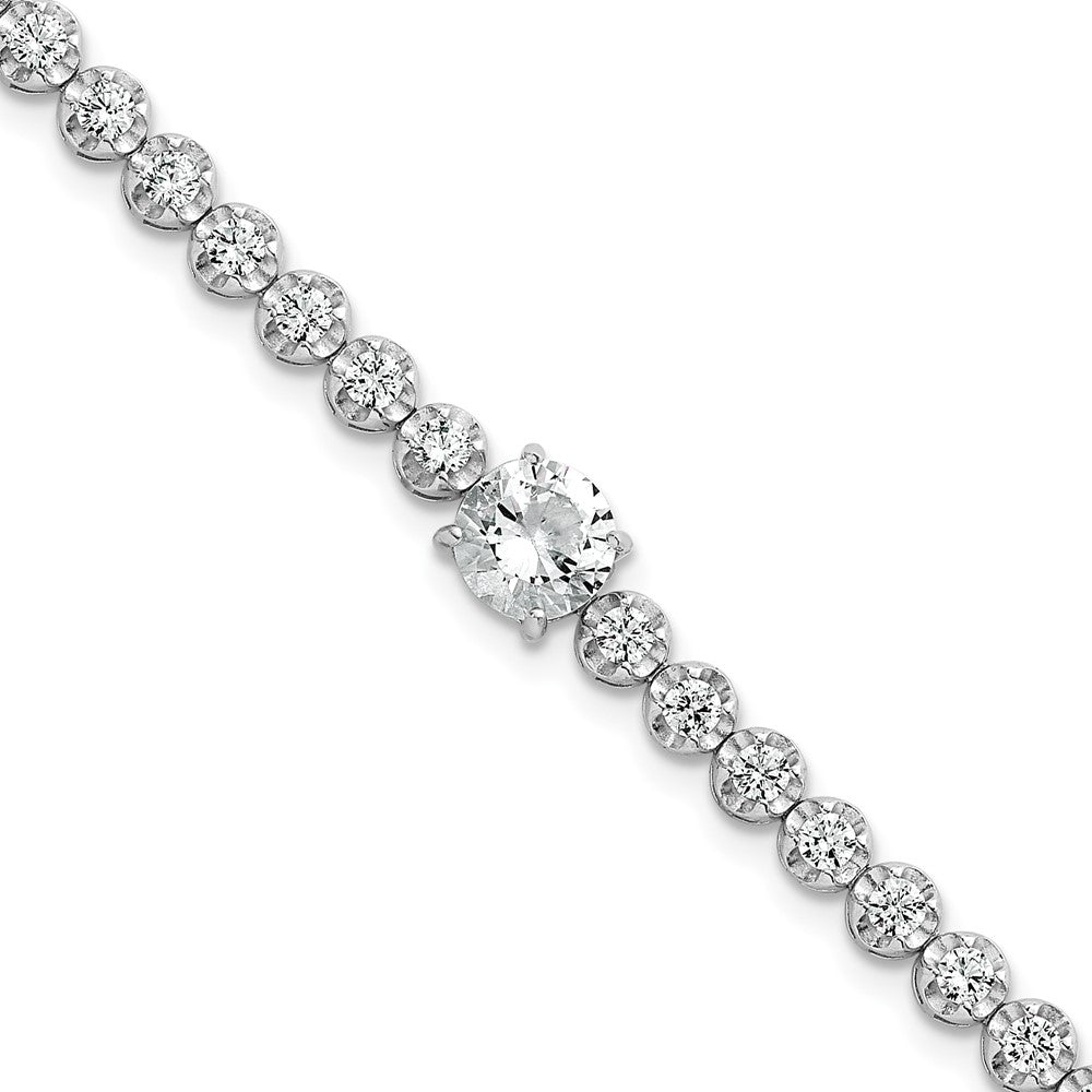 Sterling Silver Rhodium-plated Polished Fancy Round CZ 7.25 Inch Bracelet