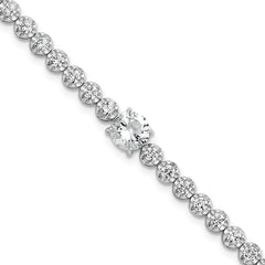 Sterling Silver Rhodium-plated Polished Fancy Round CZ 7.25 Inch Bracelet