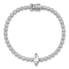 Sterling Silver Rhodium-plated Polished Fancy Round and Marquise-cut CZ 7.25 Inch Bracelet