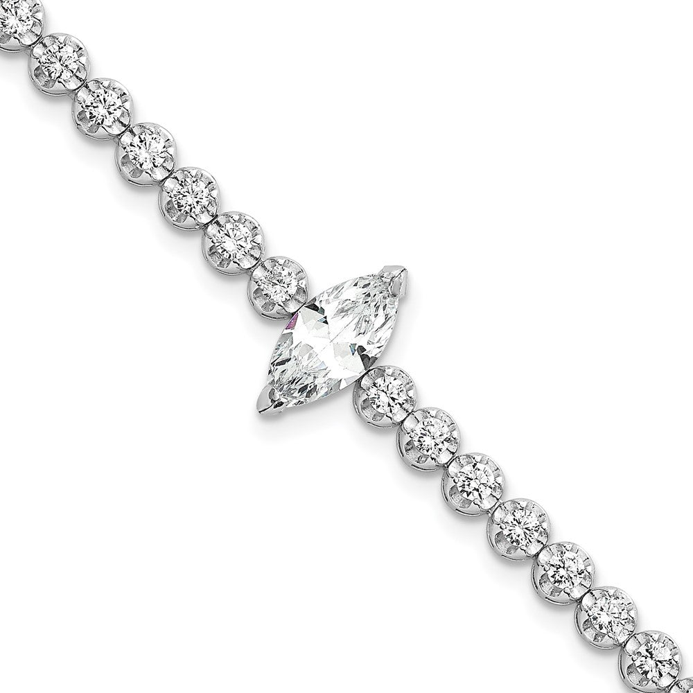 Sterling Silver Rhodium-plated Polished Fancy Round and Marquise-cut CZ 7.25 Inch Bracelet