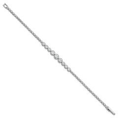Sterling Silver Rhodium-plated Polished Graduated bezel-set CZ 8 inch Tennis Bracelet