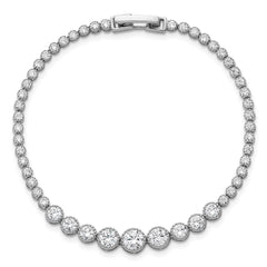 Sterling Silver Rhodium-plated Polished Graduated bezel-set CZ 8 inch Tennis Bracelet