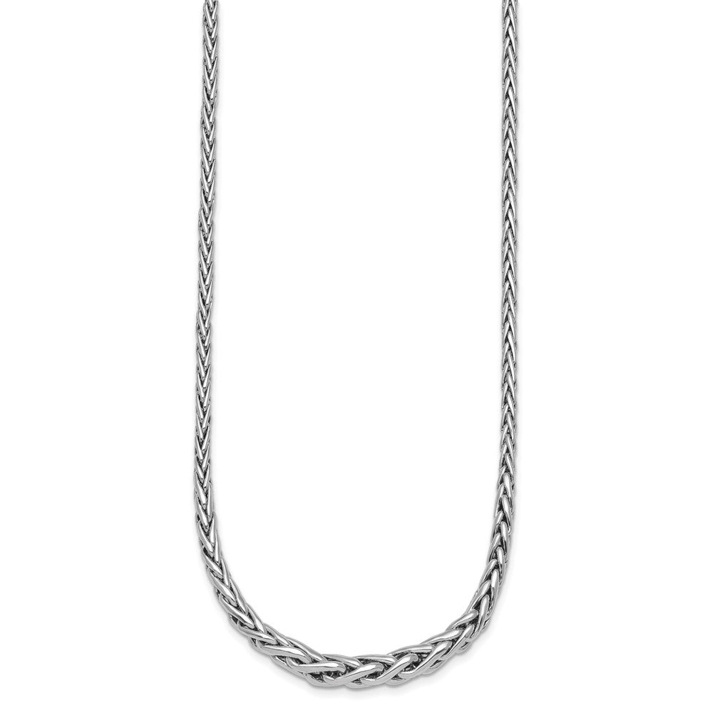 Sterling Silver Rh-plated Fancy Graduated Link 16in w/ 2in Ext Necklace