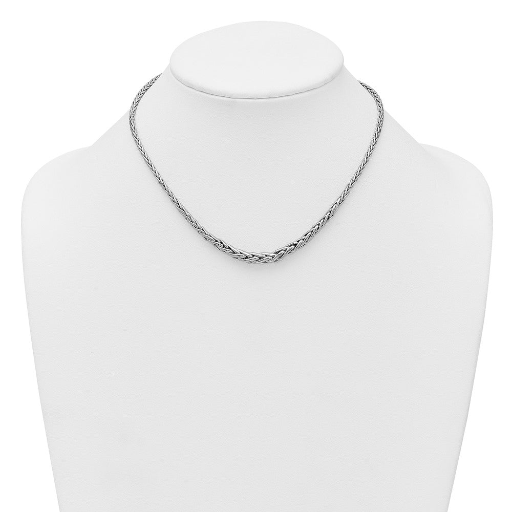 Sterling Silver Rh-plated Fancy Graduated Link 16in w/ 2in Ext Necklace