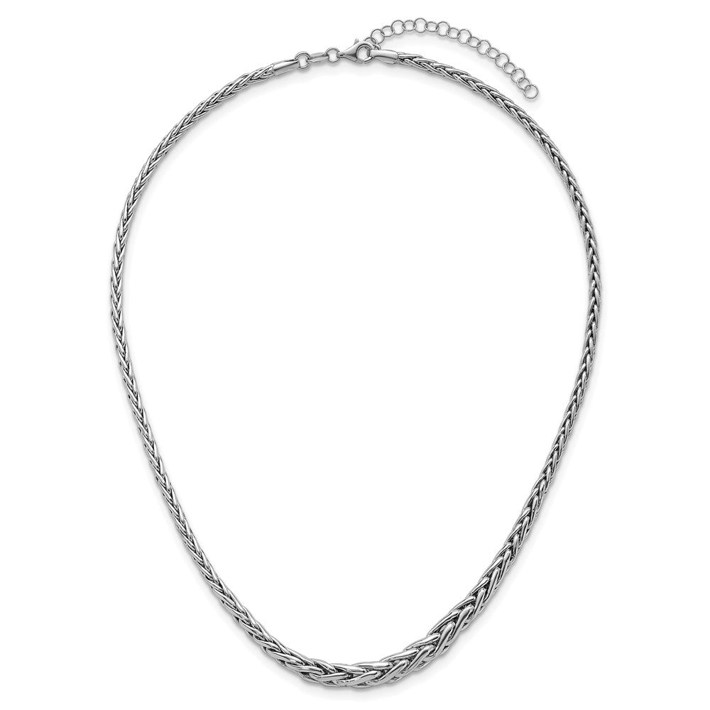 Sterling Silver Rh-plated Fancy Graduated Link 16in w/ 2in Ext Necklace