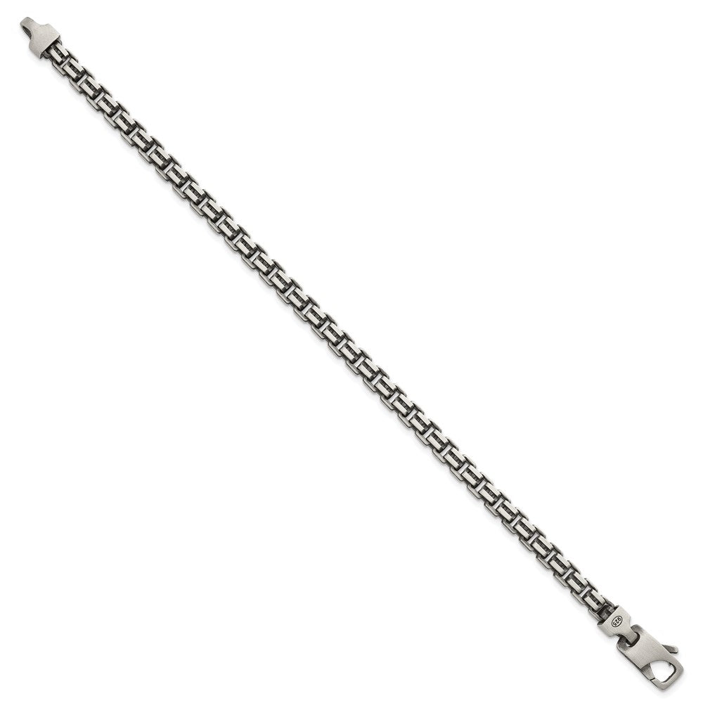 Sterling Silver Antiqued Brushed 5.00mm Fancy Box Link 7.75 inch Bracelet