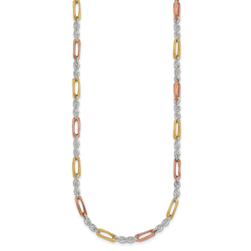 SS Rose/Gold-tone Polished 4.0mm Figaro Rope 18 Inch Necklace