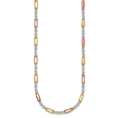 SS Rose/Gold-tone Polished 4.0mm Figaro Rope 18 Inch Necklace