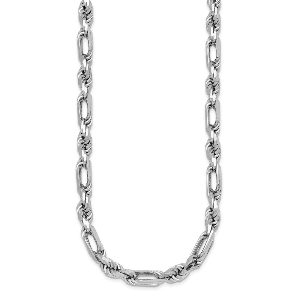 Sterling Silver Rhodium-plated Polished Figaro Rope 7mm 19.75in Necklace