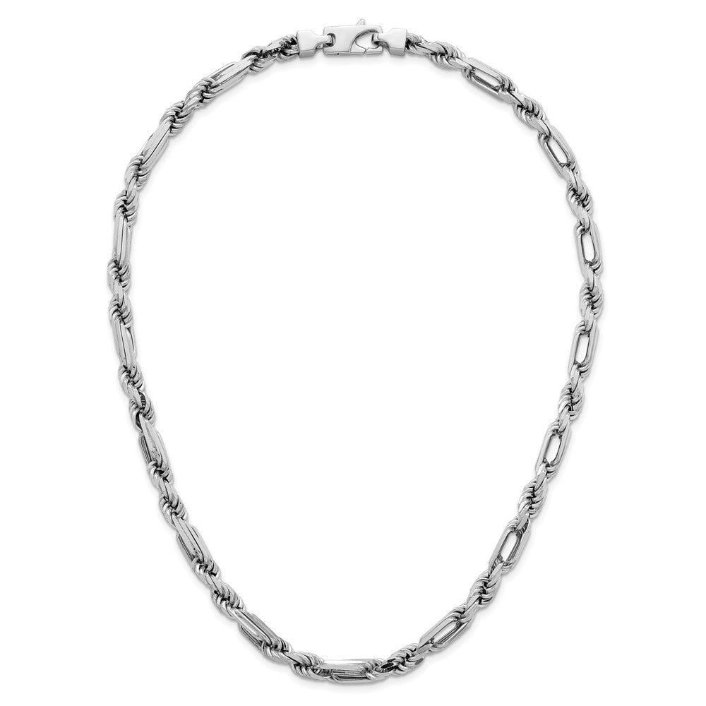 Sterling Silver Rhodium-plated Polished Figaro Rope 7mm 19.75in Necklace