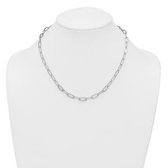 Sterling Silver Rhodium-plated Polished Fancy CZ Paperclip Chain 18 Inch Necklace
