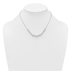 Sterling Silver Polished Fancy Graduated Cable Link 16 Inch with 2 Inch Extension Necklace
