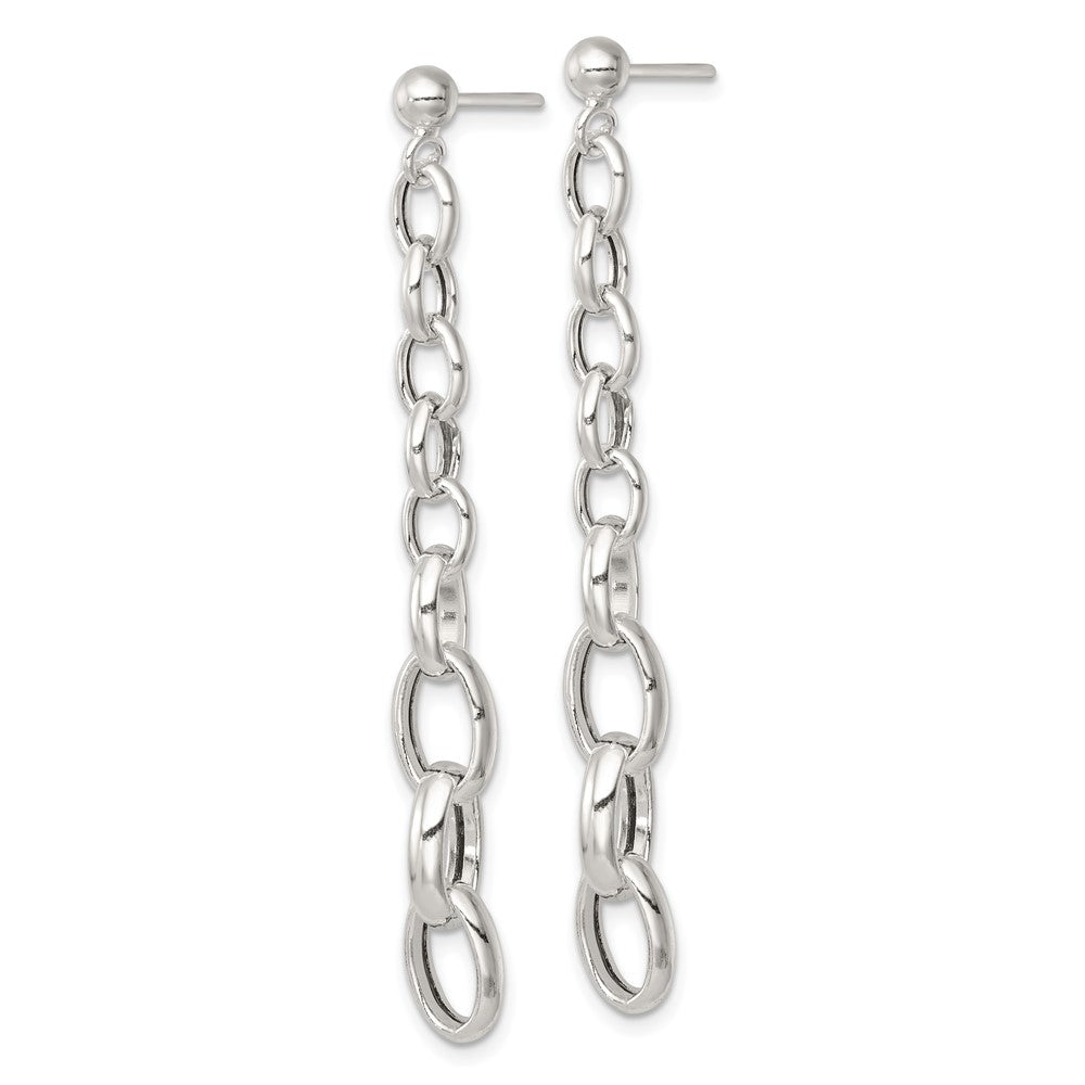Sterling Silver Polished Graduated Cable Link Post Dangle Earrings