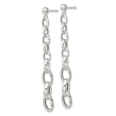 Sterling Silver Polished Graduated Cable Link Post Dangle Earrings
